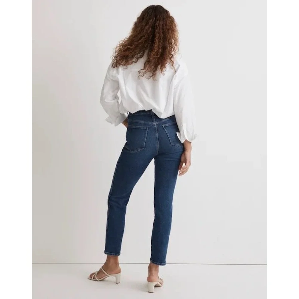 Madewell Petite Stovepipe Jeans Womens 32P Blue High Rise Straight Leg‎ Denim